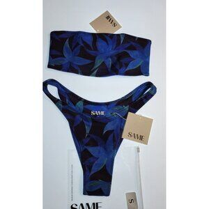 SAME Los Angeles Blue Floral Bandeau Bikini | Size S | NWT